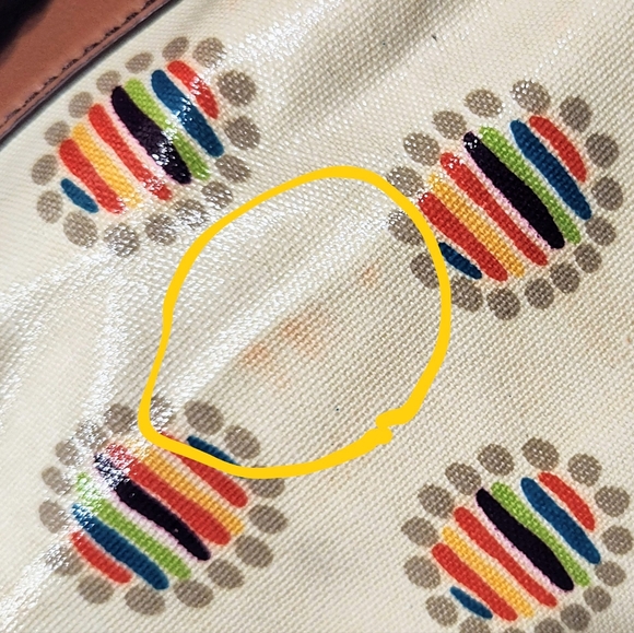 Fossil Key-Per Foldover Convertible Bag Coated Canvas Leather Colorful Dot Print - Picture 14 of 16